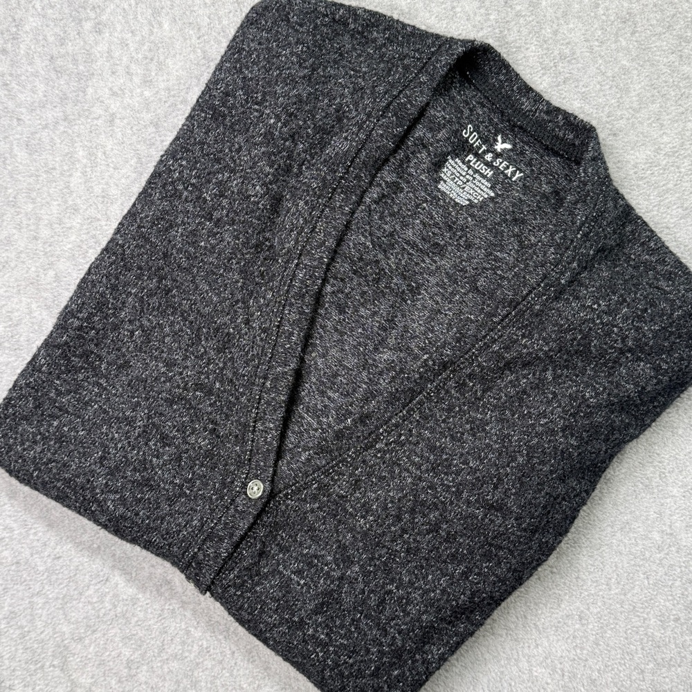 American Eagle Soft & Sexy Plush Cardigan Gray Button Front Women's XS